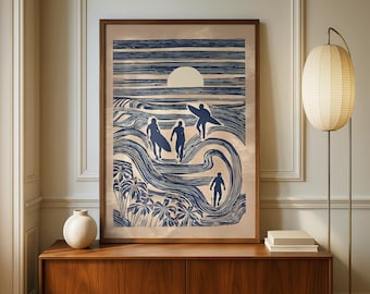 Abstract Surf Poster | Mid-Century Ocean Wave Wall Art Print