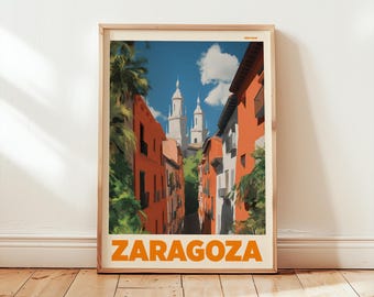 Zaragoza Travel Poster | Vintage Spanish Street Art Print