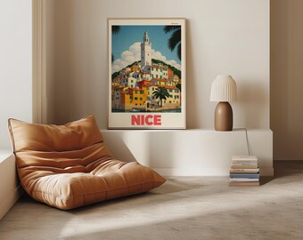 NICE | Retro Travel Print | Mid Century Poster Art