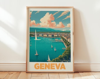 Geneva Travel Poster | Vintage Lake Geneva Wall Art Print