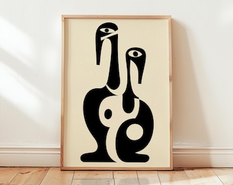 Abstract Bird Print | Mid Century Modern Wall Art, Picasso Style Poster