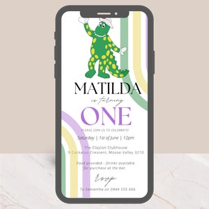 Dorothy The Dinosaur Birthday Invitation Template - Children’s Birthday Invite - Digital Downlod - Wiggles Invitation - Wiggles Themed Party