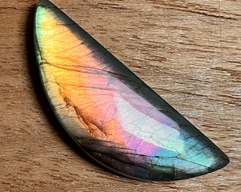 Amazing Rainbow Half Moon Labradorite Cabochon 49x18mm 57.1ct ~ Fast, FREE U.S. Shipping