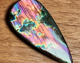 Vibrant Multicolored Labradorite Teardrop Cabochon 50x23mm 54.6ct ~ Fast, FREE U.S. Shipping