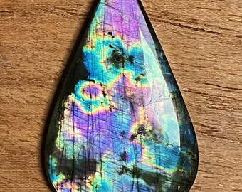 Flashy Multicolored Labradorite Teardrop Cabochon 44x27mm 41.6ct ~ Fast, FREE U.S. Shipping