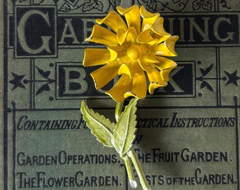 Vintage Yellow Enamel Flower Pin