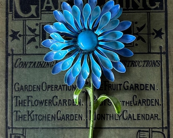 Vintage Blue Enamel Flower Pin