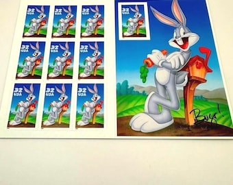 1997 Bugs Bunny Stamp Sheet | USPS Scott #3138 | 32 cent Looney Tunes Stamps | Imperforate Mini Sheet | MNH Vintage Collectible