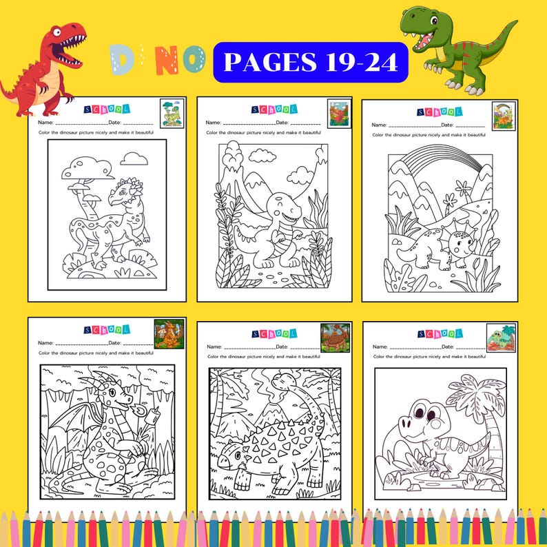 Dinosaur Coloring Pages for Kids 30 Pags – Printable PDF (US Letter ...