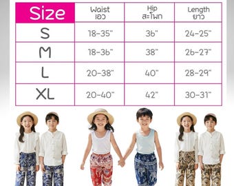 Pantaloni da elefante thailandese per bambini / Pantaloni harem boho unisex
