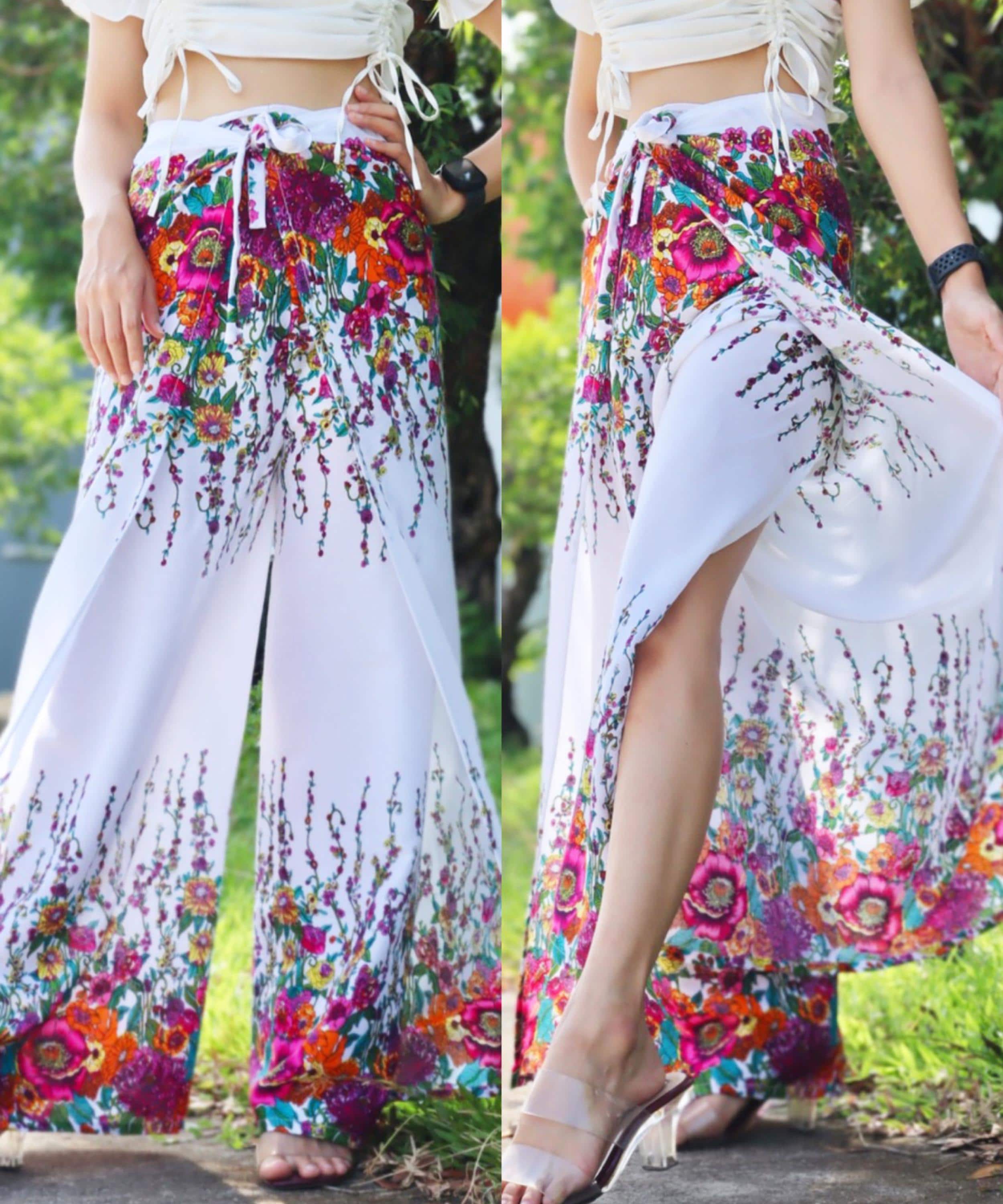 Boho Thai Wrap Pants – Floral, Mandala, Rasta Styles | Festival, Beach, Yoga Trousers | Free Size, Rayon Pants Made in Thailand