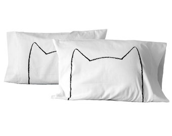 Cat Nap Pillowcases in King Queen Standard Bed Pillow Size, pet cat gift for her, Cat Person Present