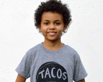 Taco Tuesday Tshirt Design - Funny Tacos Birthday Gift for Kid - Handmade Screen Printed Graphic Tee - Size 2 Toddler Taco Party Outfit