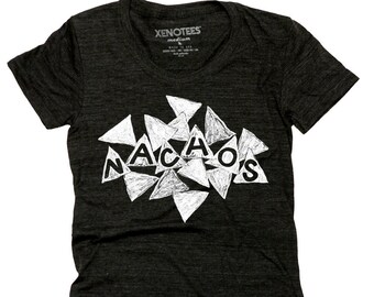 Ladies Nachos T-shirt Design in Black by Xenotees, made in the USA, foodie shirt woman, hipster graphic tee
