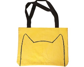 Market Tote Bag for Cat Lovers - handmade cat ears bag - travel bag gift for mom - Vet Tech Gift - reusable grocery shopping bags for women