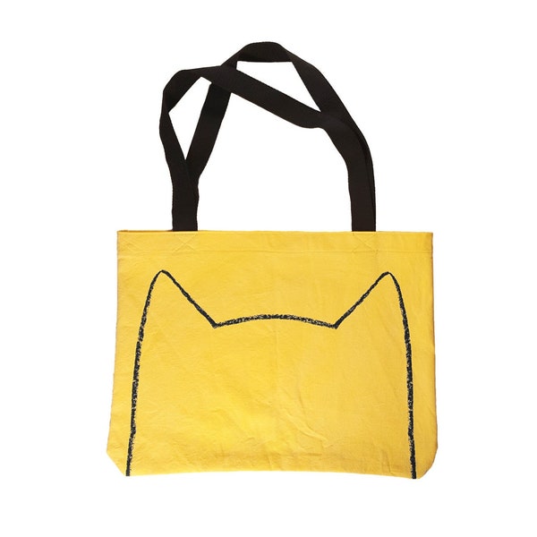 Market Tote Bag for Cat Lovers - handmade cat ears bag - travel bag gift for mom - Vet Tech Gift - reusable grocery shopping bags for women