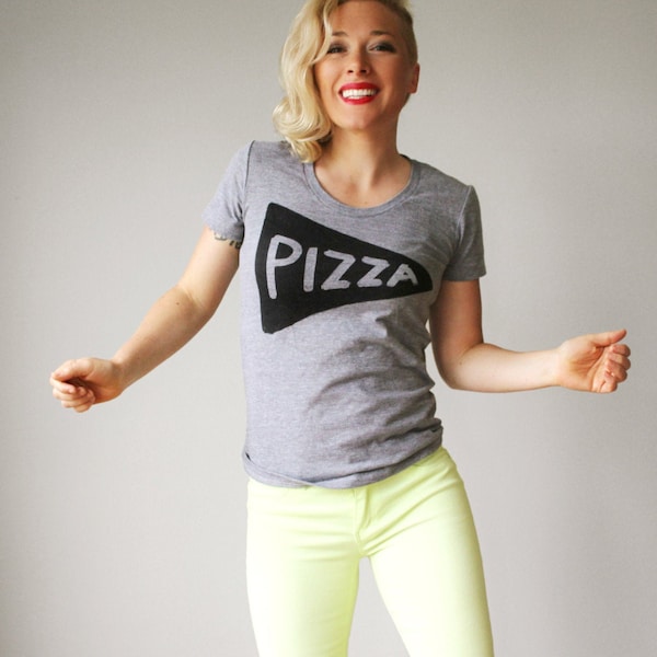 Camiseta gráfica de pizza para mujer: divertida y ajustada, ideal para fiestas de pizza
