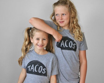 Taco Twosday (Tuesday) Twinning Best Friends TShirts, unique gifts for kids, matching sister brother shirt set, girl boy clothing