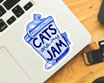Cats are my Jam Laptop Sticker, Cat Mom Gift, Crazy Cat Lady, Gift Under 20, Cat Lover, cute cat sticker, water bottle decal, vinyl sticker