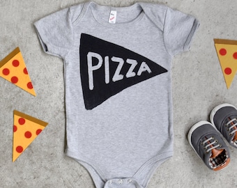 Pizza Slice Baby Bodysuit 3 to 24 months, newborn baby clothes, new mom gift, handmade gender-neutral baby shower gift, Pizza Baby One-piece