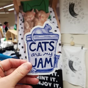 Cats are my Jam Vinyl Sticker for Cat Lovers image 2