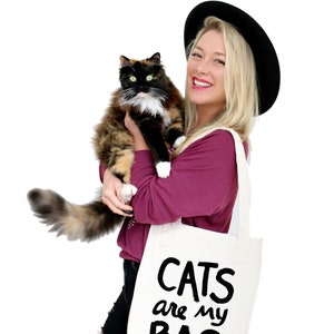 Mother's Day Funny Cat Mom Market Tote Bag - Eco-Friendly Cat Lovers Tote Bag - Totes Tote bag made from washable canvas fabric