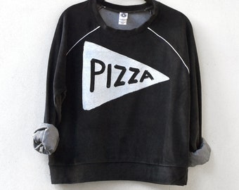 Womens Funny Pizza Sweatshirt,  Trendy Teen Girl Gift for Daughter Birthday, Long Sleeve Pizza Graphic Tee, Cute Handmade Womens Clothing