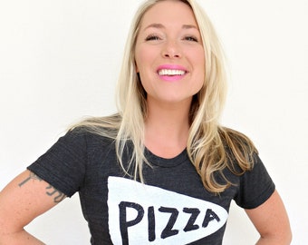 Pizza Graphic T-shirt, Mama Shirt , Handmade Gift for Mom, Made in the USA Womens Clothing, Funny Sayings Shirt, Handmade Screen Printed Tee