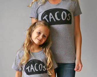 Mommy and Me Taco Shirts that Match, Graphic tee Mama shirts for Mom and kids, Mom Birthday Gift from Kids, mother daughter shirts