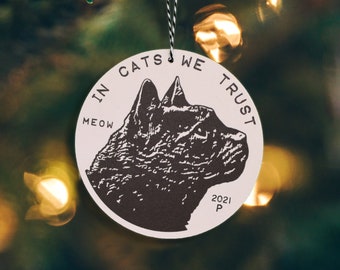 2021  Tree Ornament with pet cat portrait, gifts for pets cats Lover, unique Cat home decor Holiday Gifts Tags