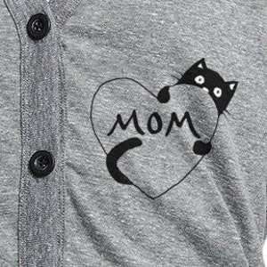 Cute Cat Mom Long Sleeve Cardigan Sweater for Women