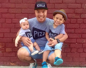 Matching Pizza Tee Shirt Set for Dad and Kids