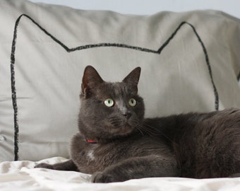 Gray Catnap Kitty Ears Pillow Cases Gift Set by Xenotees, cool cat lover gift for cat dads moms from daughter son kids wife, cat lover gift