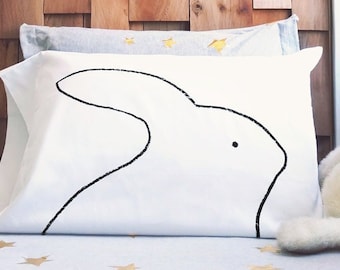 Best Bunny Rabbit Bed Pillowcase for Kids, Teens and Adult Bedrooms by Xenotees - unique animal motif bedding - rabbit art decor