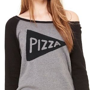Womens off-the-shoulder pizza sweatshirt