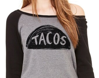Best Taco Lover Gift for Her, Slouchy Fleece Womens Taco Tuesday Sweatshirt, teenage daughter  gift, Food-themed gift for woman