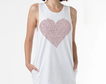 Womens Animal Lover Heart TShirt Dress with Pockets, made in the usa handmade clothing, spring fashion, tank top dresses with pockets