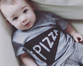 Pizza Graphic TShirt - 1st First Birthday Gift for Babies - Unique Baby Shower Present - New Parent Gift - Handmade Newborn Baby Clothing