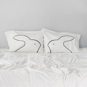 Best Bunnies Cotton Pillowcases - Best Housewarming Gifts for Couples - Home Decor Gift for Couples - Unique Bedding Gift for Kids or Adults
