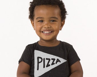 Baby Pizza Slice T-shirt in Vintage Black, First Father's Day Gift for Pizza Lover New Dad, Soft Clothing Tops for Babies