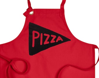 Red Pizza Print Chef's Apron with Pockets, Best Father's Day Gift for Dad, Home Decor and Kitchen Gifts for Dad, Accessories for Mom Grandma