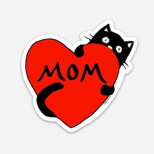 Cat Mom Kitchen Fridge Magnet, Cat Birthday Gift for Mothers Day, cute black cat heart cat magnet for cars, Best Friend Gift, cat lover gift