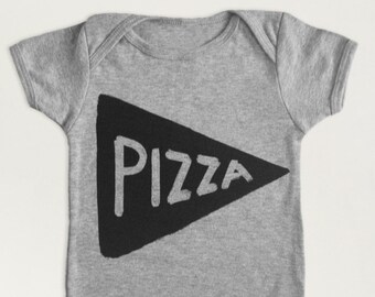 Pizza Slice Baby Bodysuit 3 to 24 months, newborn baby clothes, new mom gift, handmade gender-neutral baby shower gift, Pizza Baby One-piece