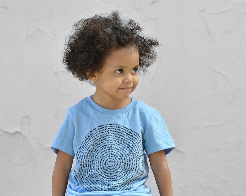 Sky Blue Animal Collective Nouns Kids Tshirt, gifts for kids, back to school clothes, graphic tee 