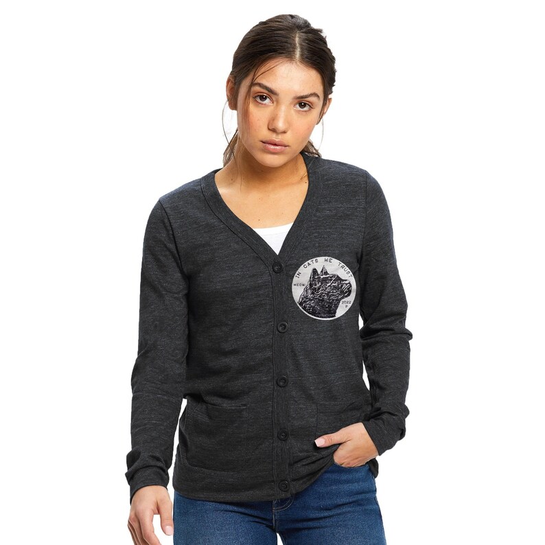Womens Cat Mom Cardigan Sweater