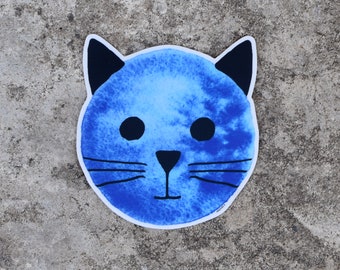 Blue Moon Sticker, celestial full moon lunar pet lovers ears cute cat sticker water bottle decal lover decor gift mom lady vinyl sticker art