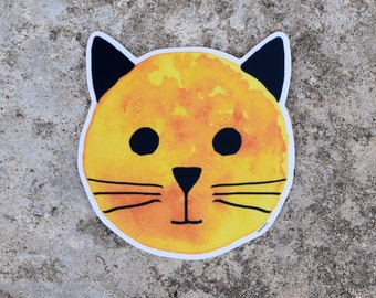 Golden Sun Cat Sticker, vinyl stickers for water bottles planners and laptops, solar eclipse pet lovers cute cat sticker