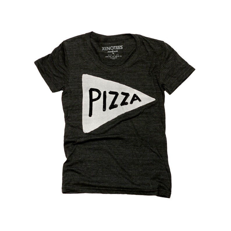 Black Womens Vintage Pizza Tshirt