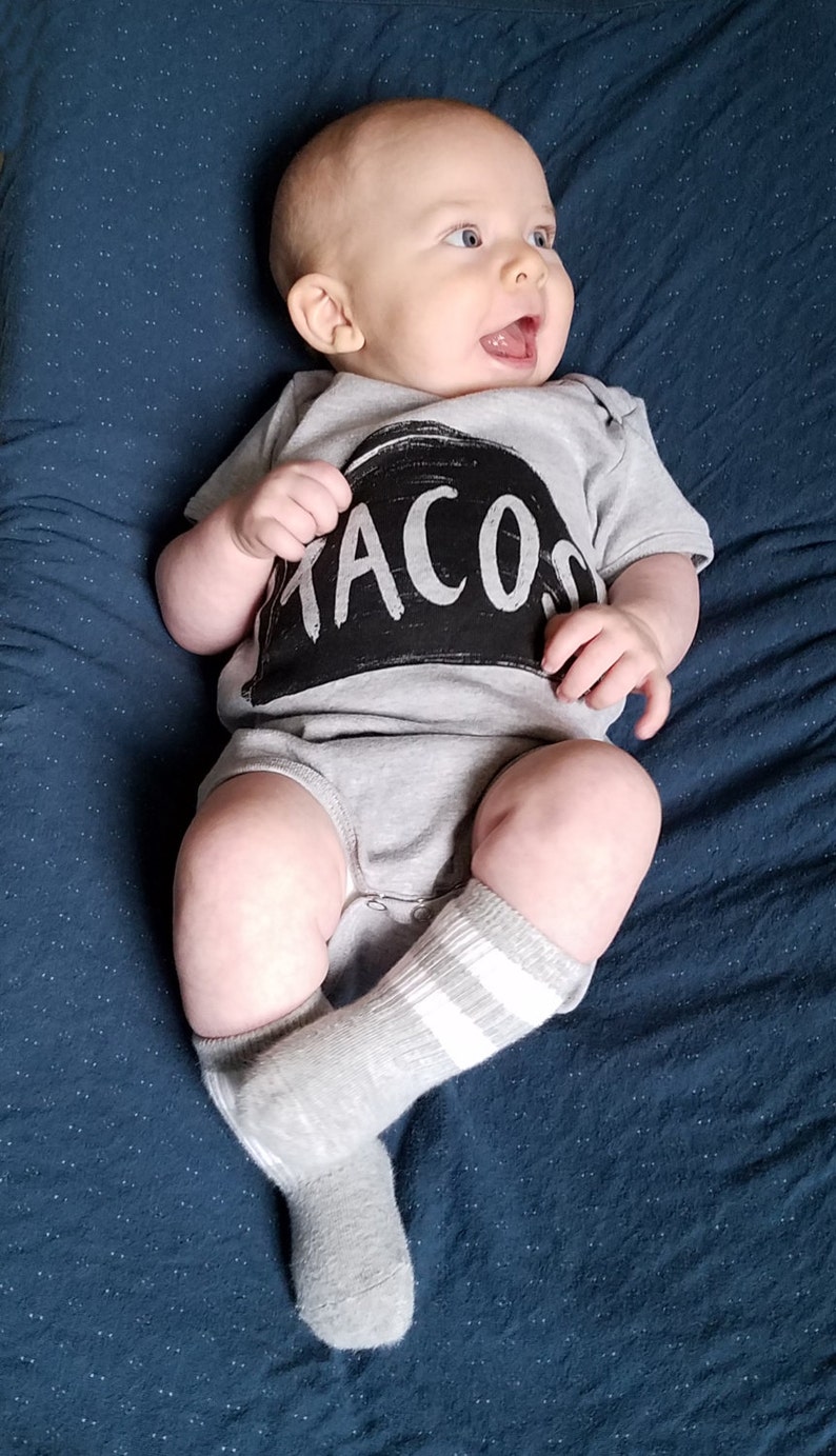 Taco Baby One-piece Bodysuit clothing, New Mom Gift, first baby shower gift for new parent, baby girl boys unisex clothing image 8