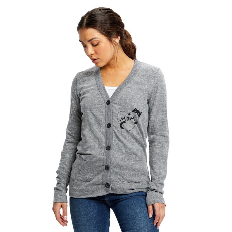Vneck womens cat cardigans with pockets